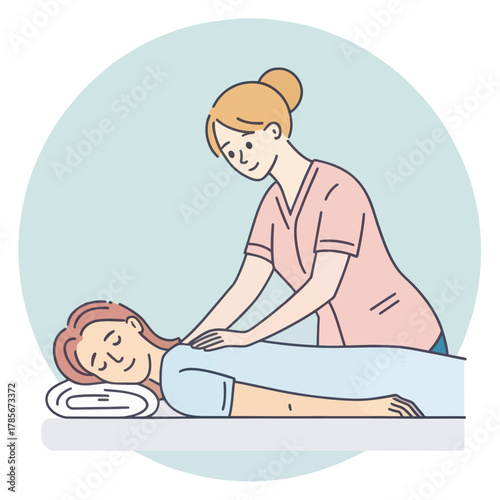 A flat vector icon depicting massage therapy