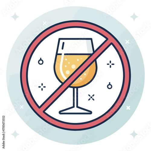 A No Alcohol Sign Vector Illustration on a White Background