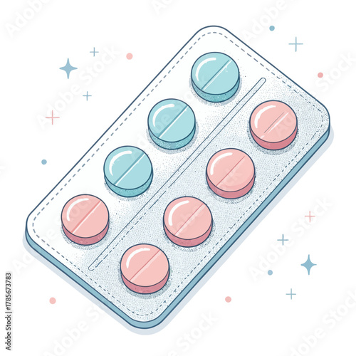 A single vector icon of a tablet blister pack for medications
