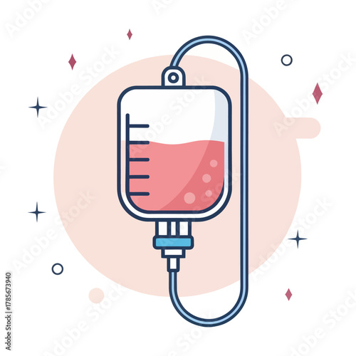 An IV Drip Bag Illustration for Medical Healthcare Use