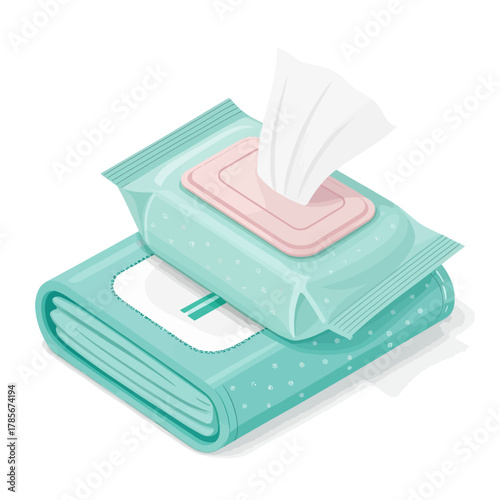 Flat pastel vector icon of disinfectant wipes for cleaning