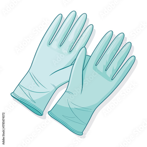Flat Vector Icon of Medical Gloves in Pastel Color Scheme