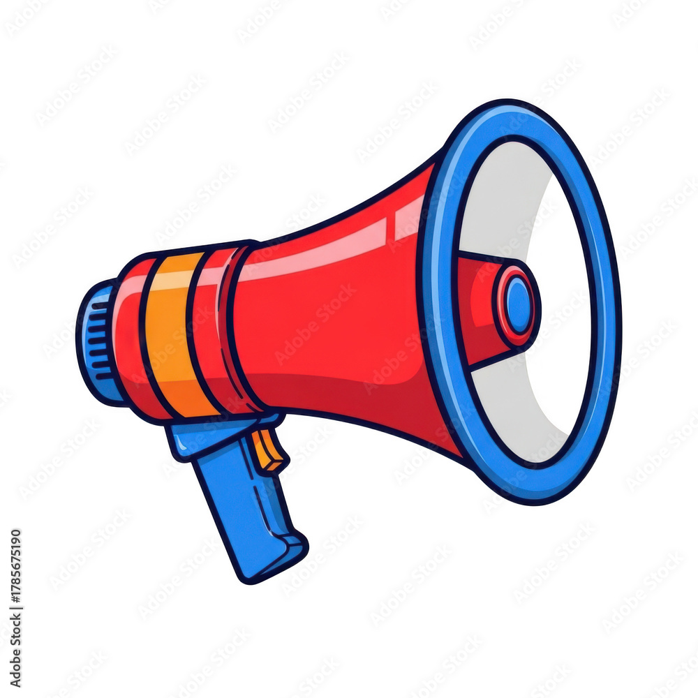 Naklejka premium Cartoon megaphone isolated on transparent background isolated on white background