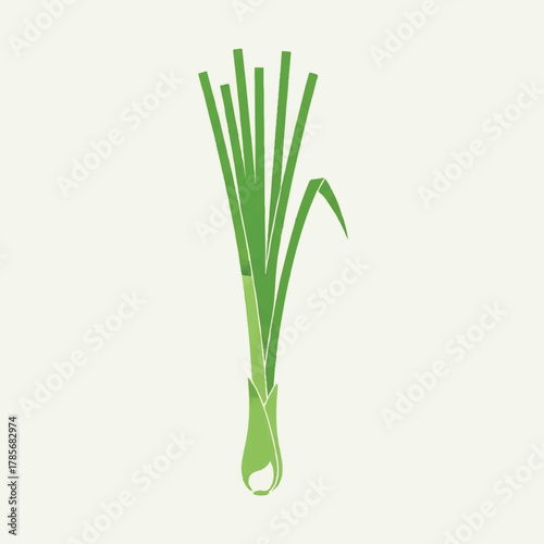 A minimalist illustration of a green stalk with grasslike blades