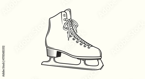 Elegant figure skate with laces and blade, perfect for winter sports, dance, or athletic branding visuals.