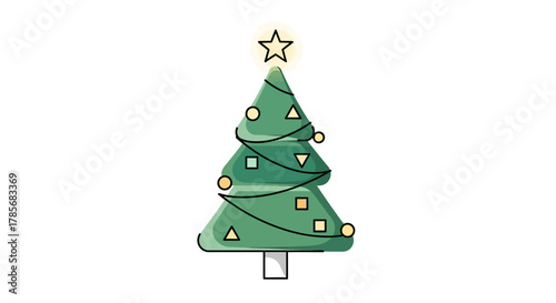 Wallpaper Mural Festive modern Christmas tree with glowing star and geometric ornaments, perfect for holiday greetings and seasonal designs Torontodigital.ca