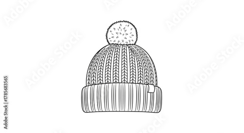 Cozy knitted beanie with fluffy pom-pom, perfect for winter fashion and outdoor adventures