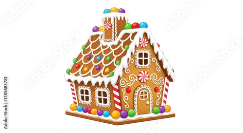 Adorable gingerbread house with candy accents invites festive holiday cheer and sweet family traditions, perfect for seasonal designs and baking projects