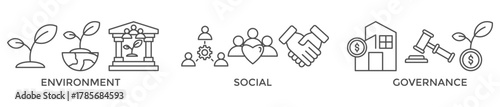 ESG banner web icon vector illustration for Environment Social Governance of corporate sustainability performance for investment screening