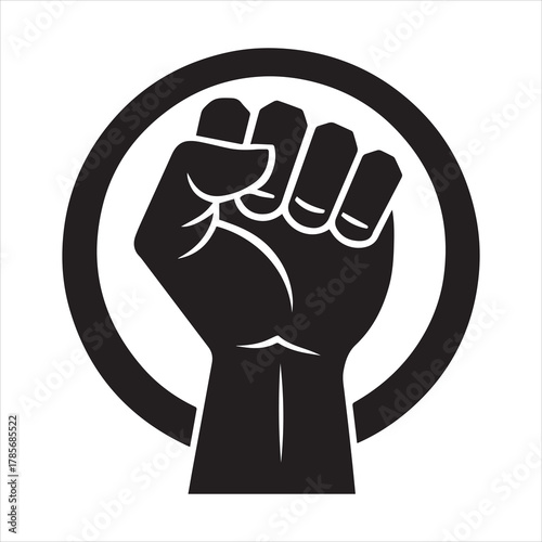 Black fist symbol representing solidarity, unity, defiance, or resistance, empowerment