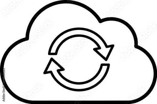 Cloud computing icon with circular refresh arrows symbolizing data synchronization