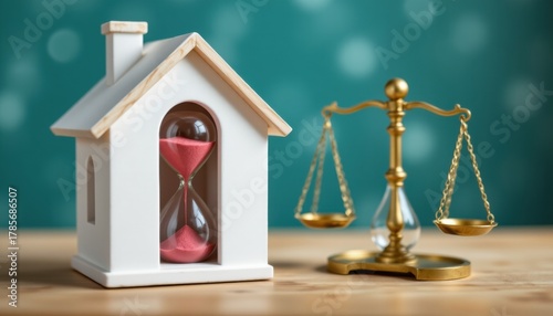 A house with an hourglass symbolizing mortgage and loan payments