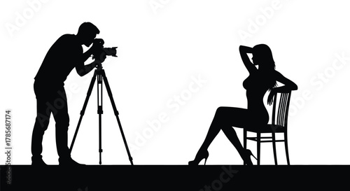 Silhouette photography session with model and photographer image