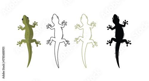 Gecko lizard vector illustration reptile silhouette outline art