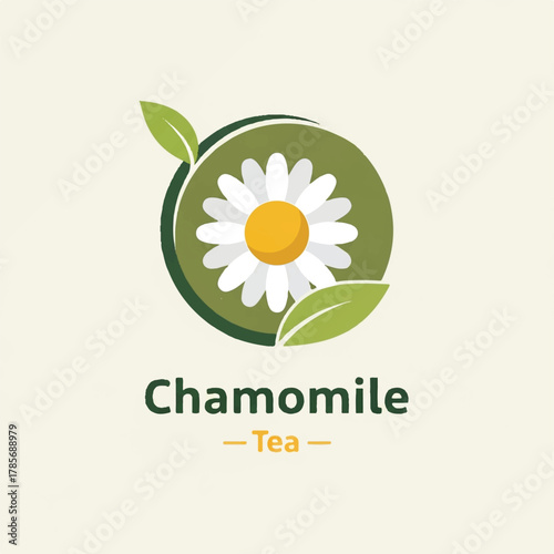 Chamomile tea logo with a daisy and leaves