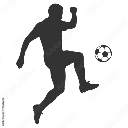 Dynamic Soccer Player Silhouette Kicking Ball