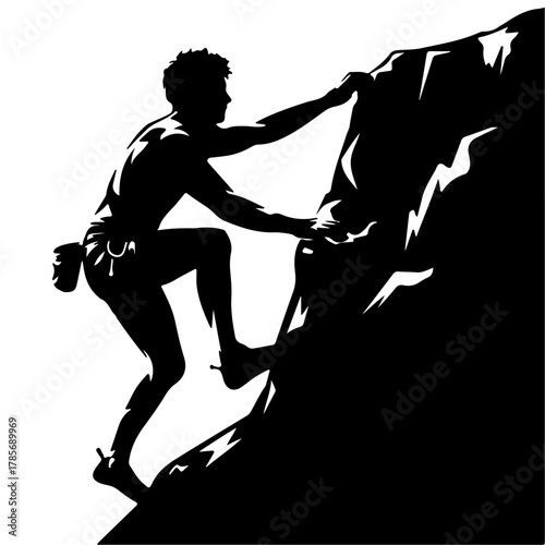 Rock Climber Silhouette on Mountain
