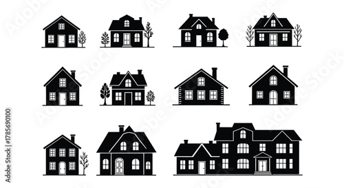 House vector collection real estate architecture building design