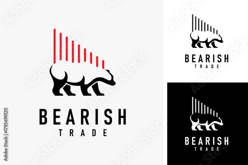 Bear and chart for bearish logo symbol icon design