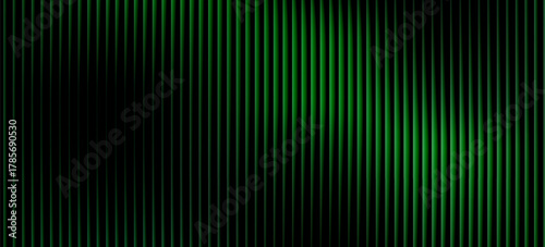 Dark green neon gradient ribbed glass. Vector ribbed glass texture background. Mesh gradient. acrylic ribbed bath surface. Reeded glass background semitransparent overlay. Bath wall window