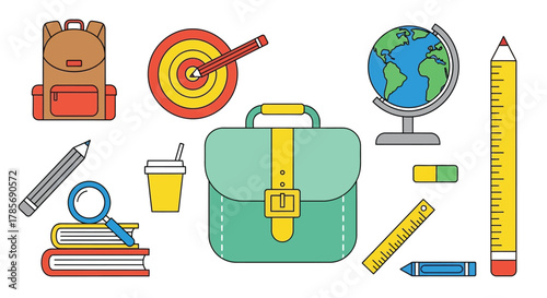 Back to school supplies vector illustration education concept