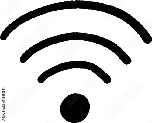 Simple hand drawn wi fi signal icon representing wireless internet connectivity
