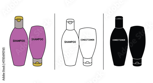 Shampoo and conditioner bottles vector illustration graphic art