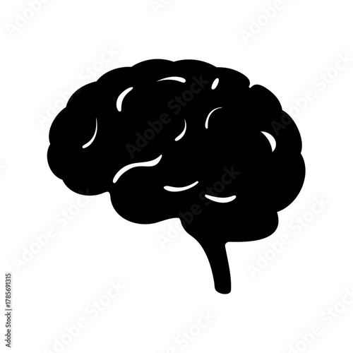 Human brain silhouette icon for intelligence, mind, and ideas Vector, illustration