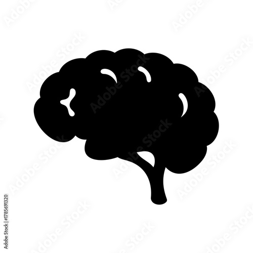 Human brain silhouette icon for intelligence and mental power Vector, illustration
