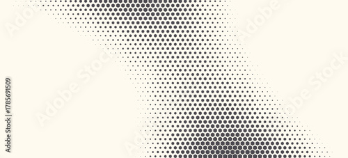 Hexagon Shapes Vector Abstract Geometric Technology Oscillation Wave Isolated on Light Background. Halftone Hex Retro Simple Pattern. Minimal 80s Style Dynamic Tech Wallpaper