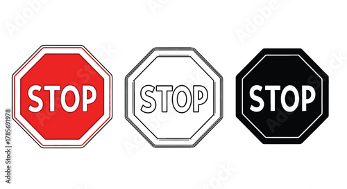Stop signs traffic regulation safety road warning symbol clipart