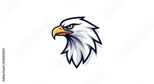 A detailed vector logo of an eagle's head, featuring sharp beak and intense eyes, designed in a modern style with clean lines and subtle shading on a white background.