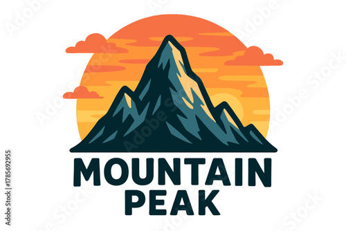 Mountain peak silhouette against a colorful sunset with clouds in the background capturing a serene and majestic view