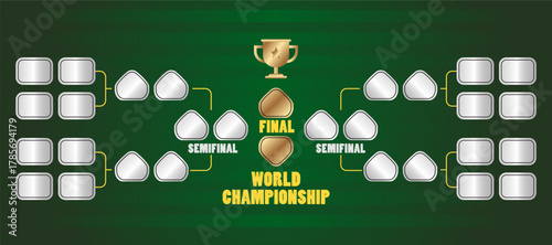 Tournament Bracket green. World Championship. Sport game tournament championship contest. Board chart with champion trophy prize.Vector illustration.