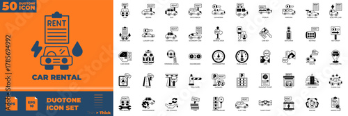 Car Rental Duotone Editable Icons set