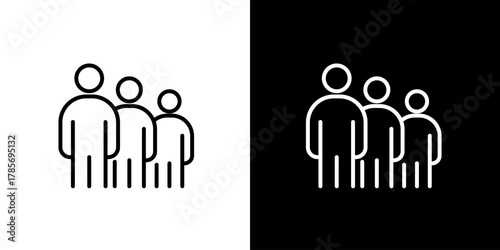 Modern outline vector icon representing a cohesive group of people, a professional team, or a growing user community, ideal for digital interfaces and web applications