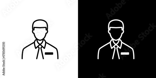 Simple outline icon of a man in black and white, suitable for various design projects