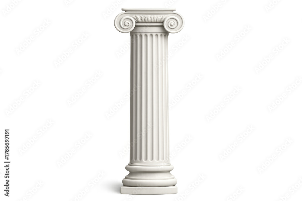 Naklejka premium White ionic order column creating a classical architectural element or ancient greek and roman design on transparent background