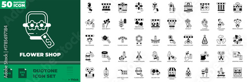 Flower Shop Duotone Editable Icons set