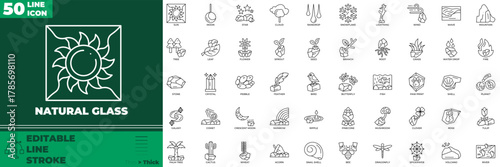 Natural Glass Line Editable Icons set