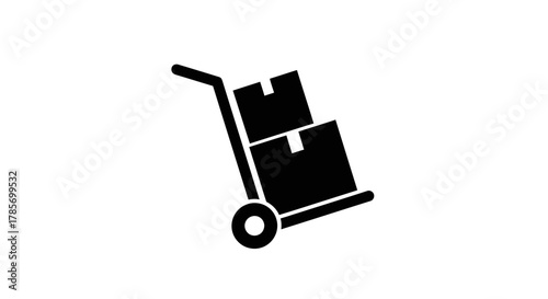 Hand Truck with Boxes Silhouette Icon