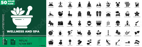 Wellness And Spa Solid Editable Icons set.