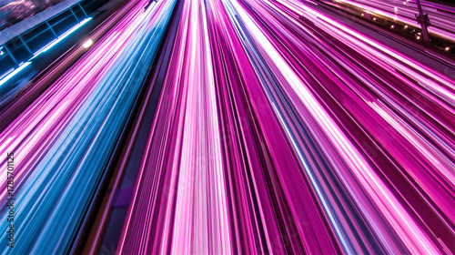 Vibrant abstract light streaks in magenta and cyan tones create a dynamic radial pattern. Ideal for futuristic themes or digital concept mockups.