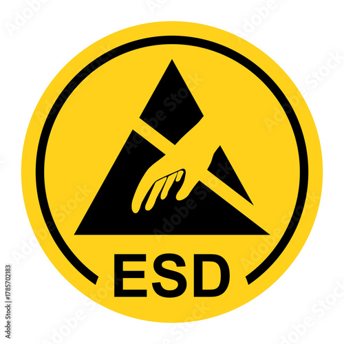 ESD Protective Area Sign, hazard warning sign. Flat vector illustration design isolated on white background