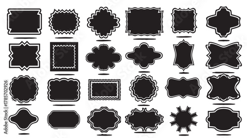 Collection of 28 black decorative frames and labels isolated on white background