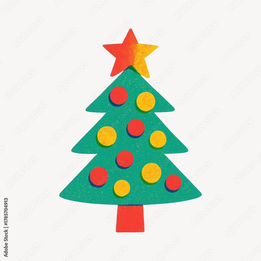 Fototapeta premium Colorful festive Christmas tree illustration.