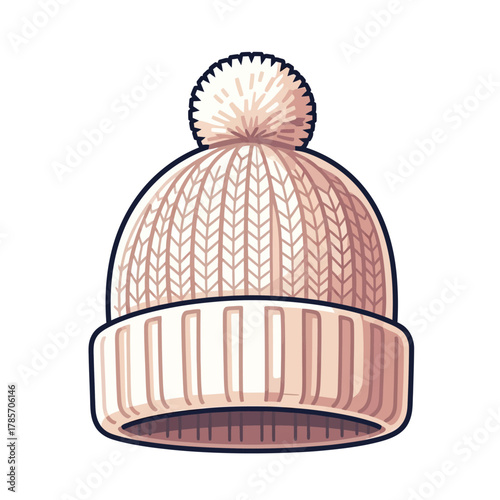 Cozy Winter Hat Warm, Knitted Beanie with Pom-Pom - Fashionable Cold Weather Accessory