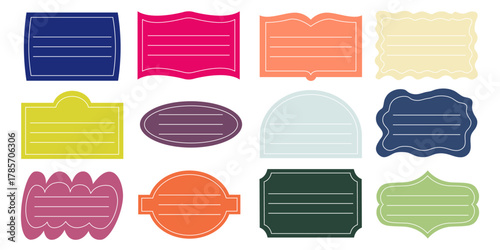 Kid School Label Notebook Sticker Set. Cute Book, Note, List Name Tag