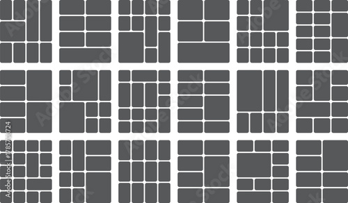 Various grid layout templates for modern web design, ui, and photo collage designs.
