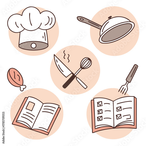 chef restaurant environment set vector